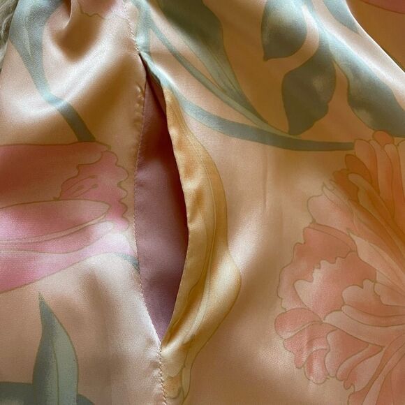 Vintage Neiman Marcus Natori Satin Floral Long Intimates Nightgown House Dress S - Picture 7 of 10